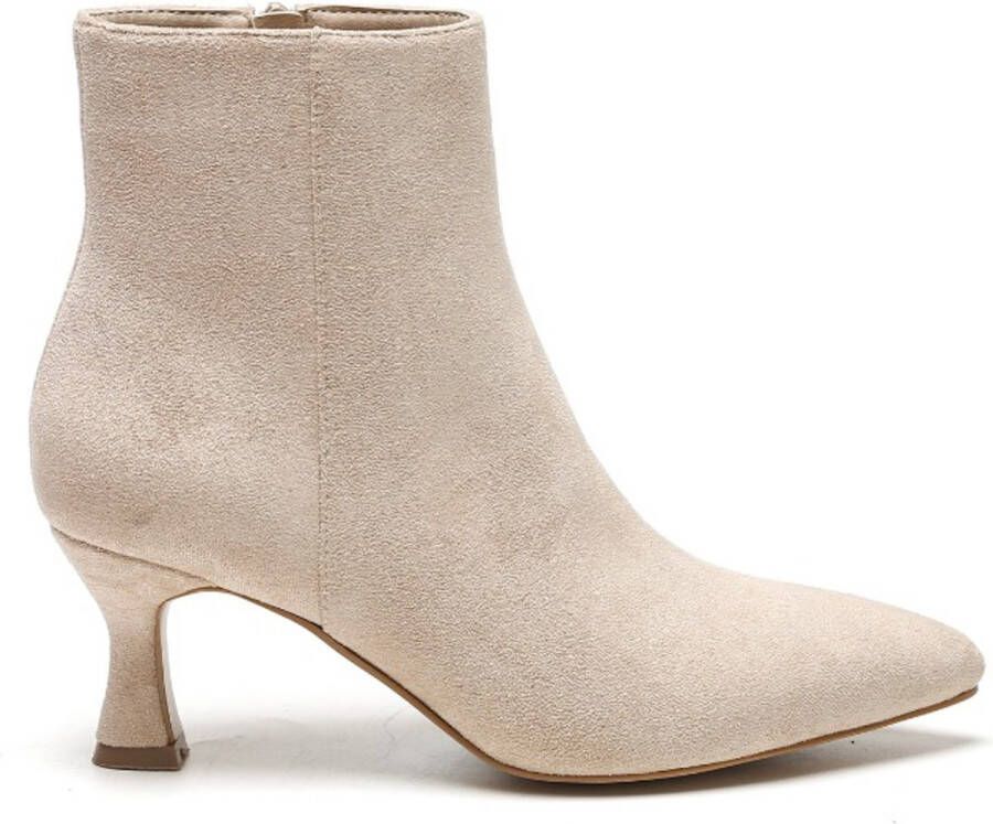 Weloveshoes Smile Favorites Dames Enkellaarzen met Hak Beige Suedine