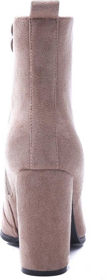 Weloveshoes Cyber Monday Deal Dames Enkellaarzen met Hak Suedine Taupe Nude