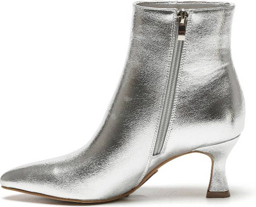 Weloveshoes Black Friday Deal Dames Enkellaarzen met Hak Imitatieleer Zilver