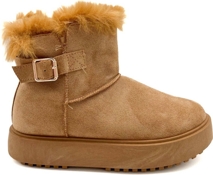 Weloveshoes Smile Favorites Dames Uggies Pantoffels Boots Camel Stof