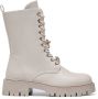 Weloveshoes Smile Favorites Dames Veterboots Beige Imitatieleer - Thumbnail 1