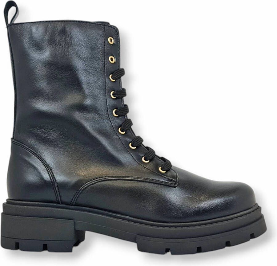 Weloveshoes Smile Favorites Dames Veterboots Zwart Leer