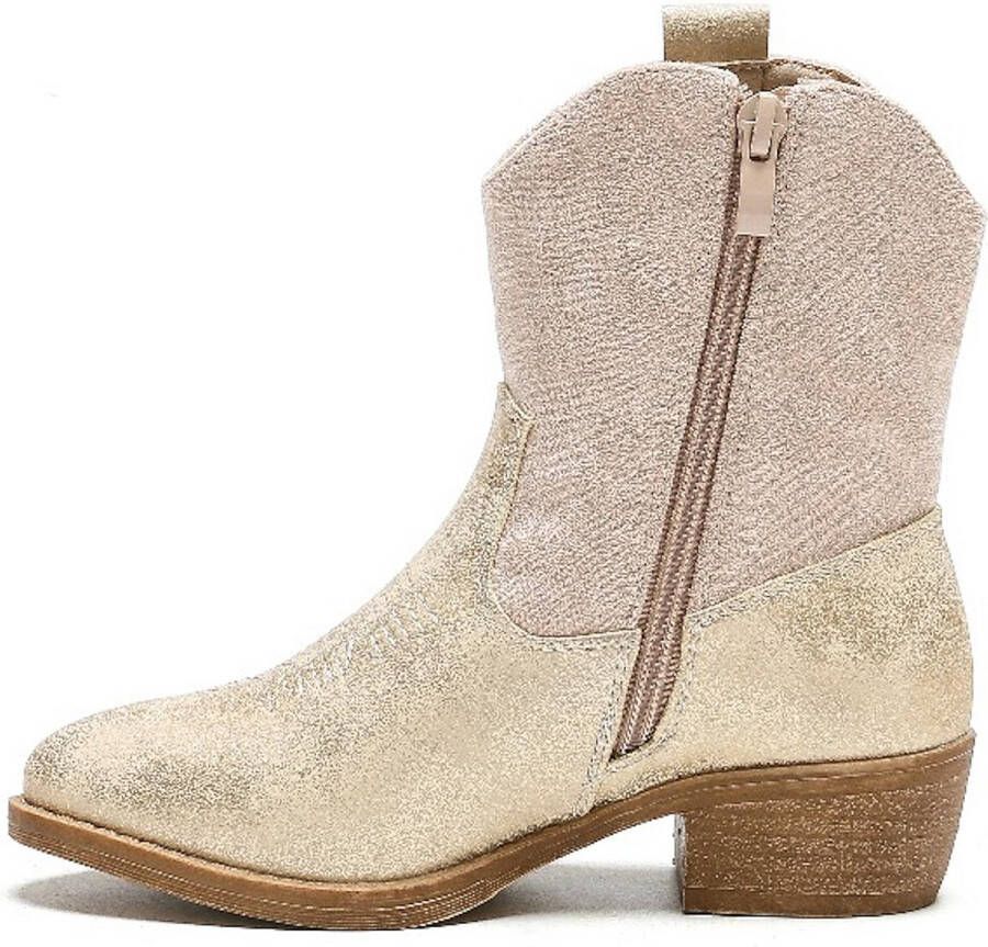 Weloveshoes Smile Favorites Meisjes Cowboylaarzen Beige Imitatieleer Suedine Goud