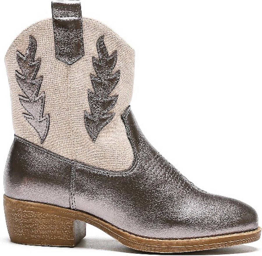 Weloveshoes Smile Favorites Meisjes Cowboylaarzen Beige Imitatieleer Suedine Gun Metallic