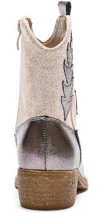 Weloveshoes Smile Favorites Meisjes Cowboylaarzen Beige Imitatieleer Suedine Gun Metallic