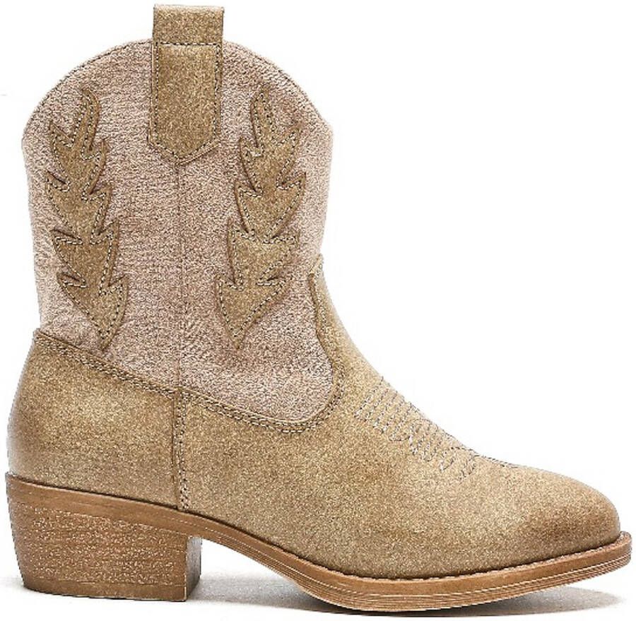 Weloveshoes Smile Favorites Meisjes Cowboylaarzen Khaki Imitatieleer Suedine