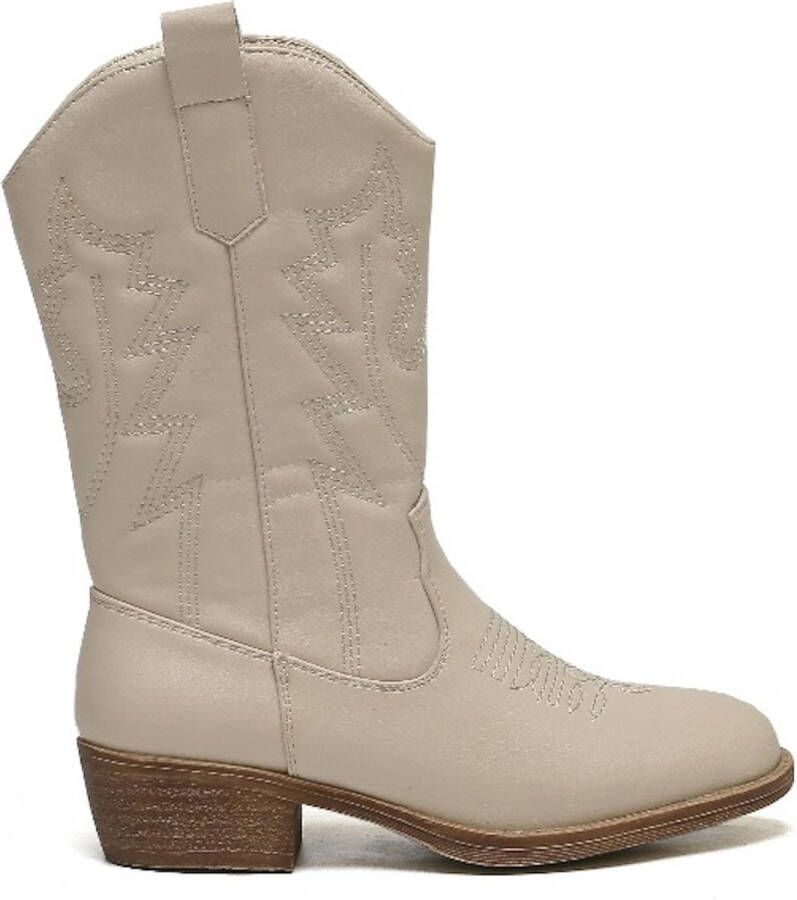 Weloveshoes Smile Favorites Meisjes Cowboylaarzen met Hak Beige Imitatieleer