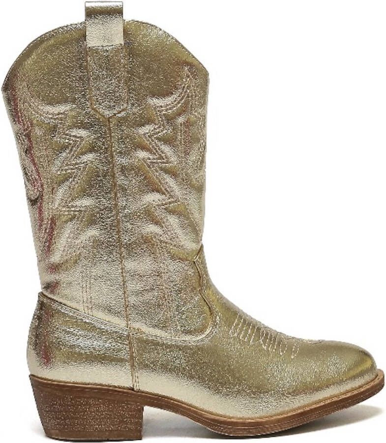 Weloveshoes Smile Favorites Meisjes Cowboylaarzen met Hak Goud Imitatieleer