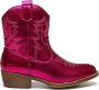 Weloveshoes Smile Favorites Meisjes Cowboylaarzen met Hak Kort Roze Imitatieleer - Thumbnail 3