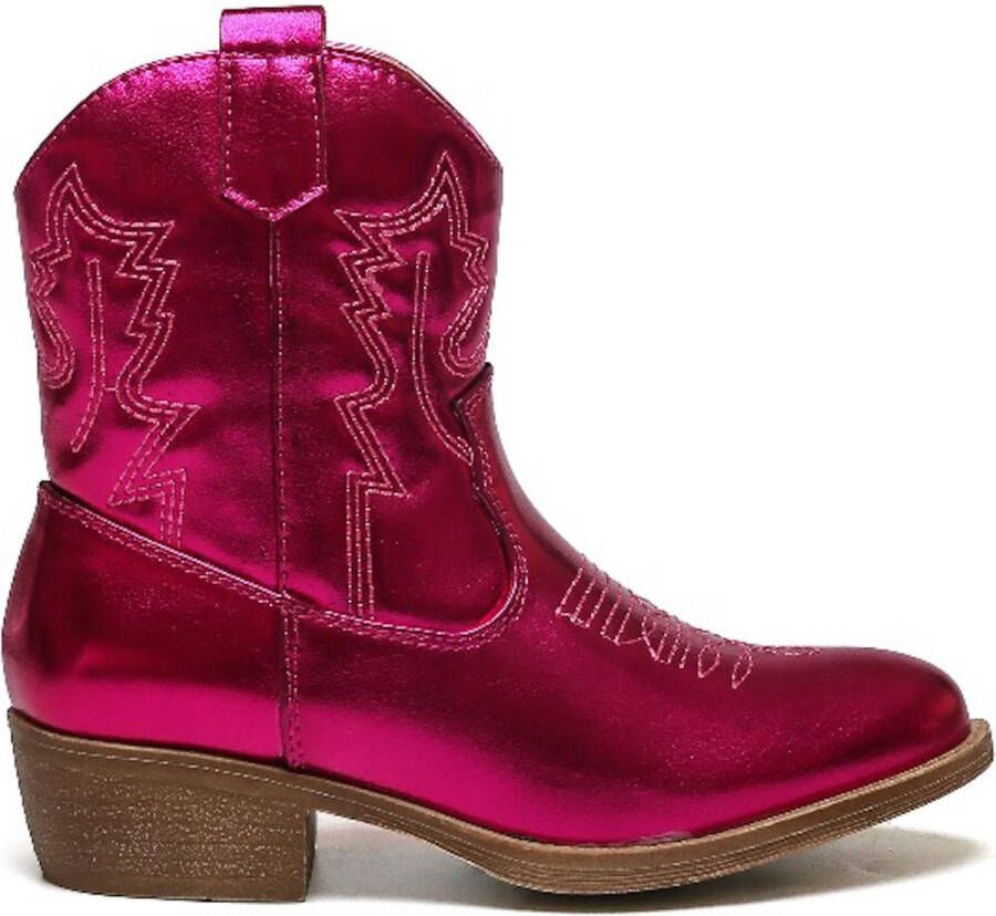 Weloveshoes Smile Favorites Meisjes Cowboylaarzen met Hak Kort Roze Imitatieleer