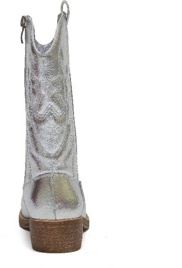 Weloveshoes Smile Favorites Meisjes Cowboylaarzen met Hak Zilver Imitatieleer