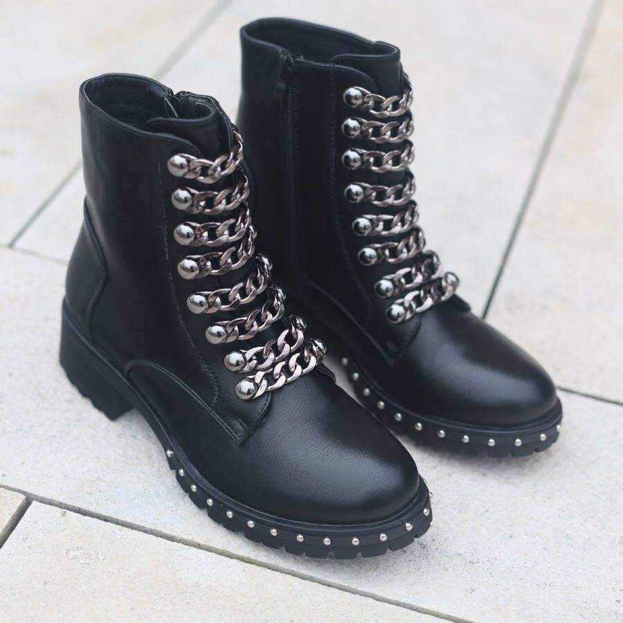 Weloveshoes SmileFavorites Biker boots Zwart Imitatieleer