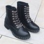 Weloveshoes SmileFavorites Biker boots met Hak Zwart Imitatieleer - Thumbnail 3