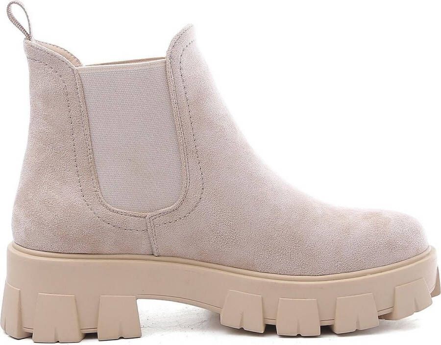 Weloveshoes SmileFavorites® Chelsea boots met Hak Suedine Beige