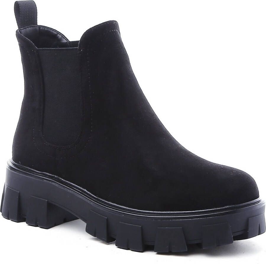 Weloveshoes SmileFavorites® Chelsea boots met Hak Suedine Zwart