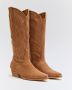 Weloveshoes SmileFavorites Dames Cowboylaarzen met Hak Camel Imitatieleer - Thumbnail 1