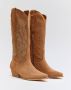 Weloveshoes SmileFavorites Dames Cowboylaarzen met Hak Camel Suedine - Thumbnail 2