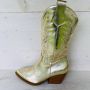 Weloveshoes Smile Favorites Dames Cowboylaarzen met Hak Goud Imitatieleer - Thumbnail 1