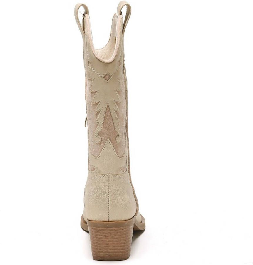 Weloveshoes Smile Favorites Dames Cowboylaarzen met Hak Goud Imitatieleer