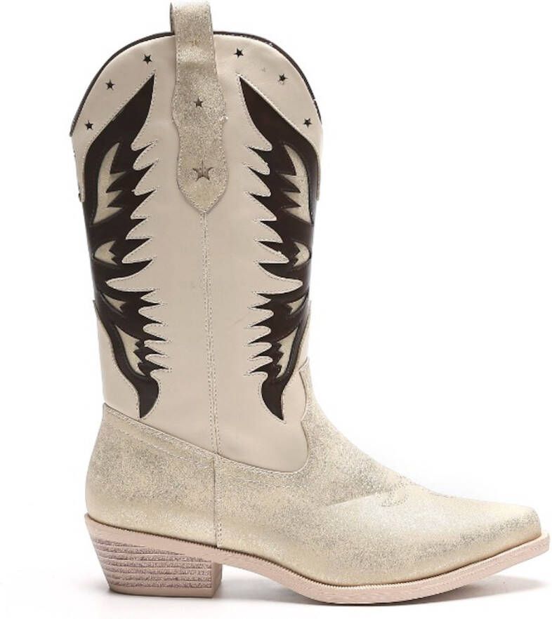 Weloveshoes SmileFavorites Dames Cowboylaarzen met Hak Goud Imitatieleer