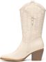 Weloveshoes SmileFavorites Dames Cowboylaarzen met Hak Imitatieleer Beige - Thumbnail 2