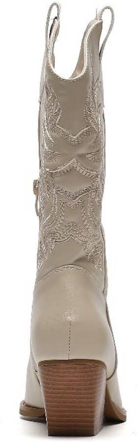 Weloveshoes Black Friday Deal Dames Cowboylaarzen Western Imitatieleer Beige