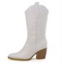 Weloveshoes Cyber Monday Deal Dames Cowboylaarzen met Hak Imitatieleer Wit - Thumbnail 1