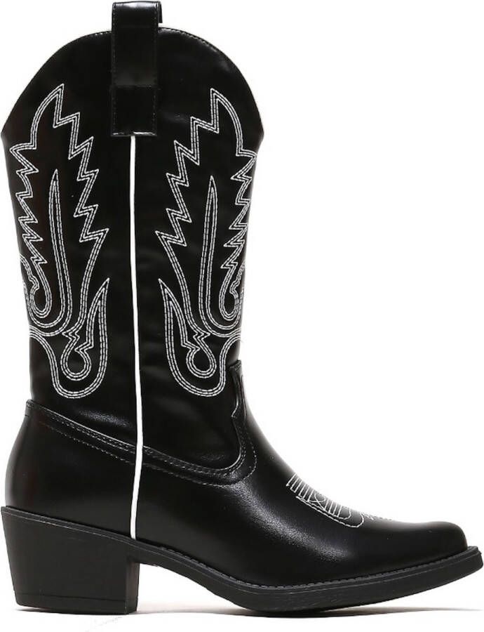 Weloveshoes SmileFavorites® Dames Cowboylaarzen met Hak Imitatieleer Zwart