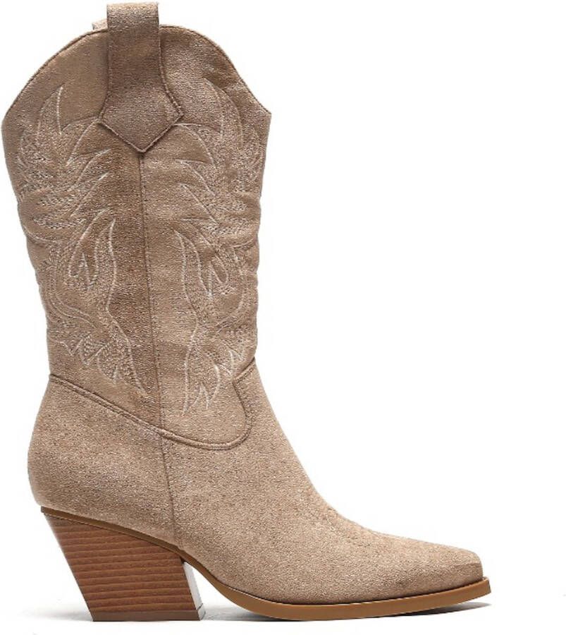 Weloveshoes Cyber Monday Deal Dames Cowboylaarzen met Hak Khaki