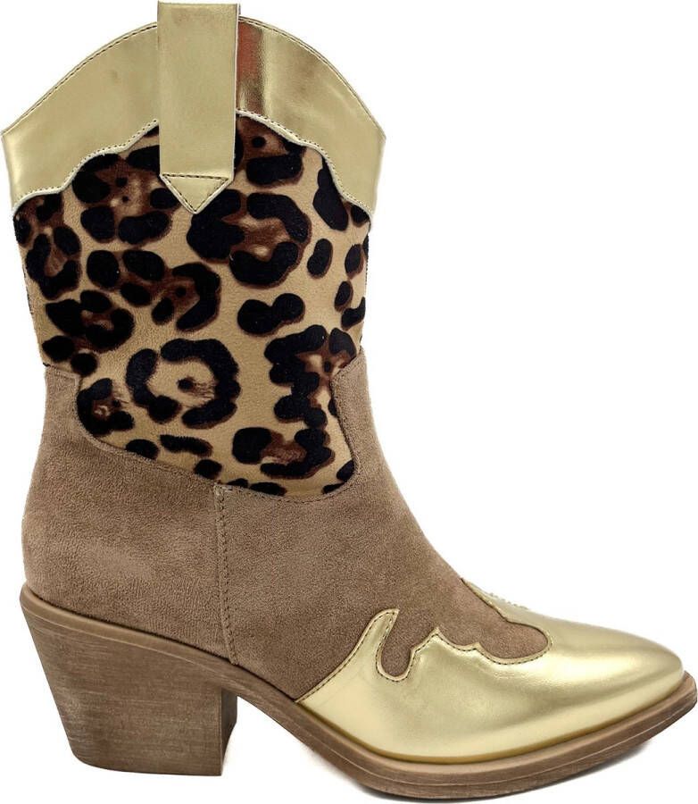 Weloveshoes Cyber Monday Deal Dames Cowboylaarzen met Hak Suedine Khaki