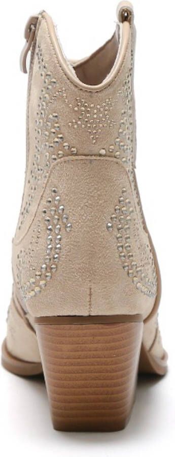 Weloveshoes SmileFavorites Dames Cowboylaarzen met Hak Kort Beige Suedine