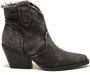 Weloveshoes Smile Favorites Dames Cowboylaarzen met Hak Kort Blauw Stof - Thumbnail 2