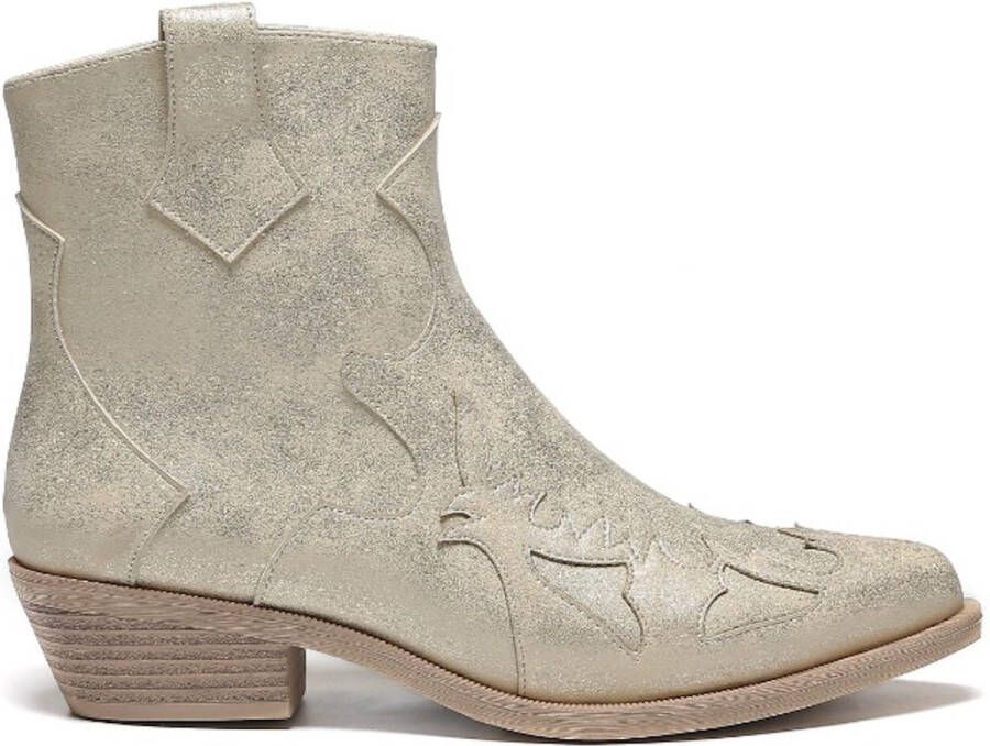 Weloveshoes SmileFavorites Dames Cowboylaarzen met Hak Kort Goud Imitatieleer