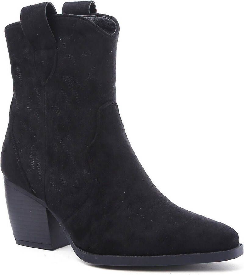 Weloveshoes Cyber Monday Deal Dames Cowboylaarzen met Hak Kort Suedine Zwart - Foto 1