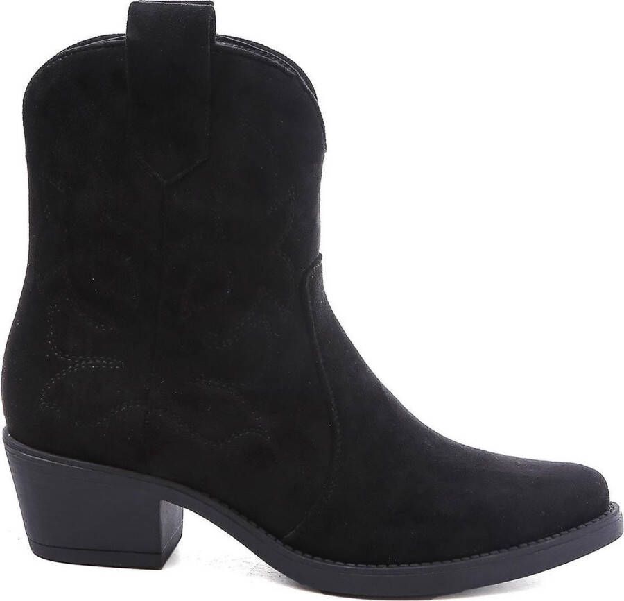 Weloveshoes Cyber Monday Deal Dames Cowboylaarzen met Hak Kort Suedine Zwart