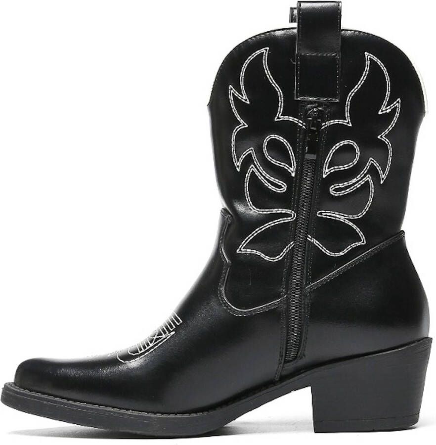 Weloveshoes Cyber Monday Deal Dames Cowboylaarzen met Hak Kort Imitatieleer Zwart