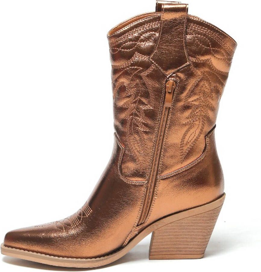 Weloveshoes SmileFavorites Dames Cowboylaarzen met Hak Roze Imitatieleer