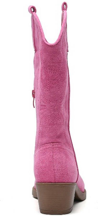 Weloveshoes Cyber Monday Deal Dames Cowboylaarzen met Hak Suedine Roze