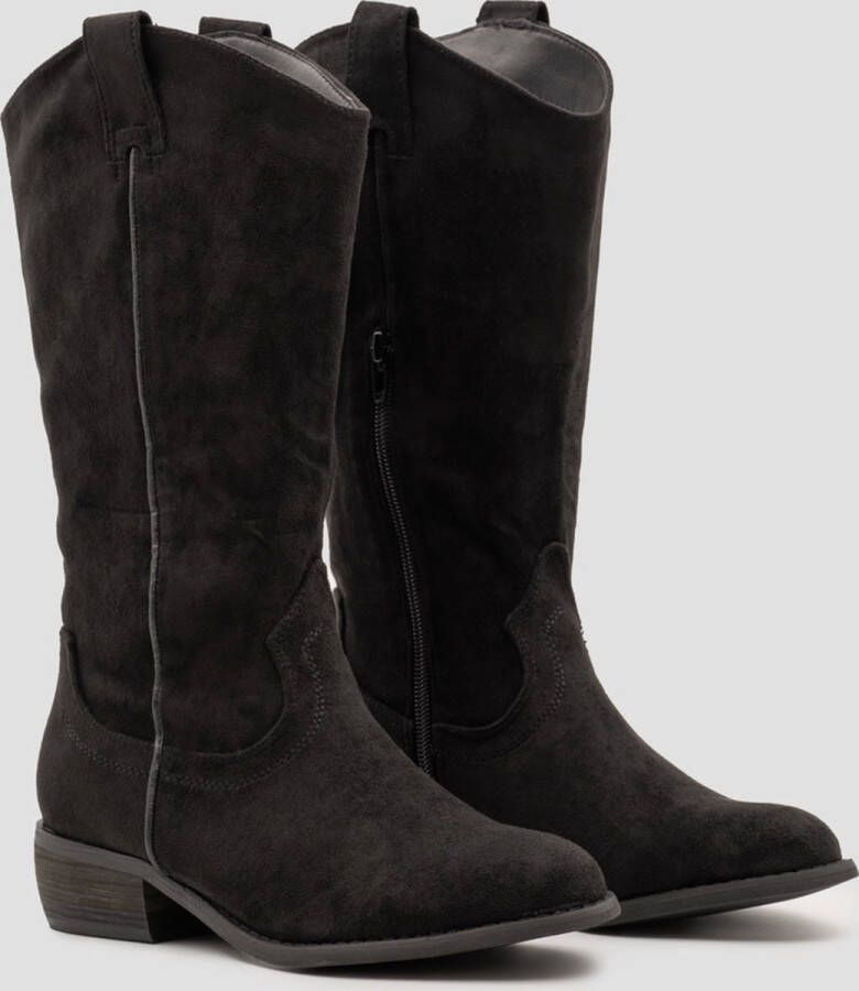 Weloveshoes SmileFavorites Dames Cowboylaarzen met Hak Suedine Zwart