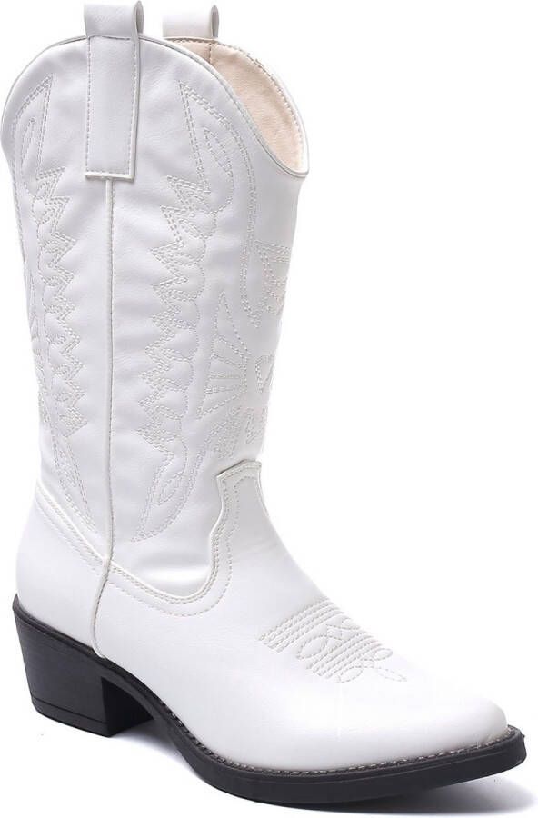 Weloveshoes SmileFavorites® Dames Cowboylaarzen met Hak Imitatieleer Wit