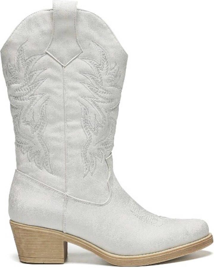 Weloveshoes SmileFavorites Dames Cowboylaarzen met Hak Zilver Imitatieleer