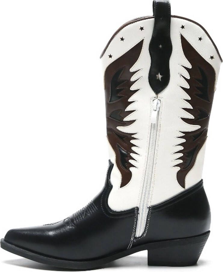 Weloveshoes SmileFavorites Dames Cowboylaarzen met Hak Zwart Imitatieleer