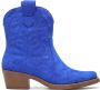 Weloveshoes SmileFavorites Dames Cowboylaarzen met Hak Kort Blauw Suedine - Thumbnail 2