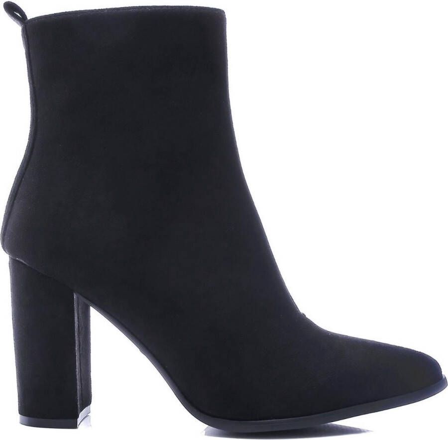 Weloveshoes Cyber Monday Deal Dames Enkellaarzen met Hak Suedine Zwart