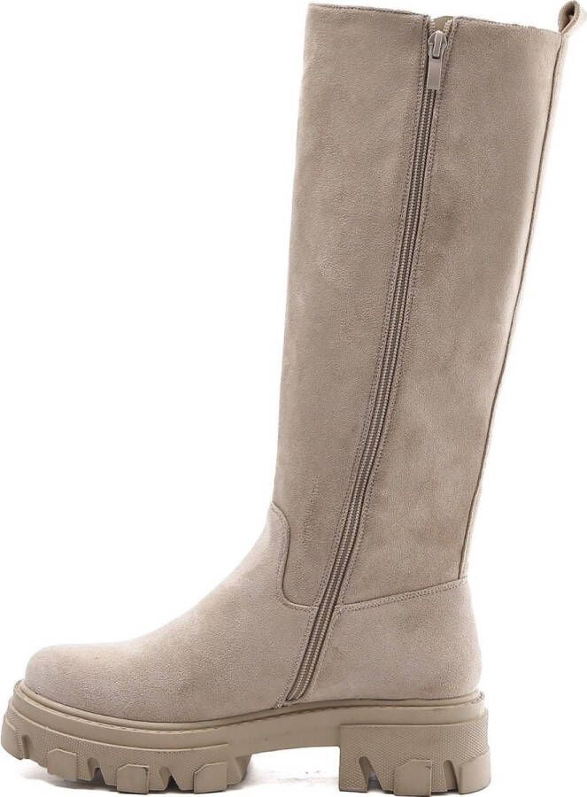 Weloveshoes SmileFavorites Dames Laarzen Chelsea boots met Hak Beige Suedine