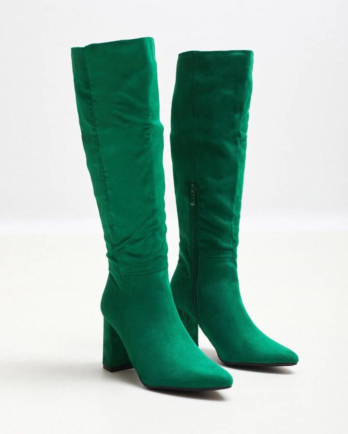 Weloveshoes Cyber Monday Deal Dames Laarzen met Hak Suedine Groen