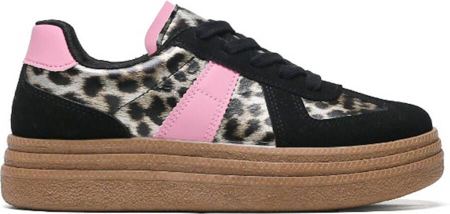 Weloveshoes SmileFavorites Dames Sneakers Zwart Imitatieleer