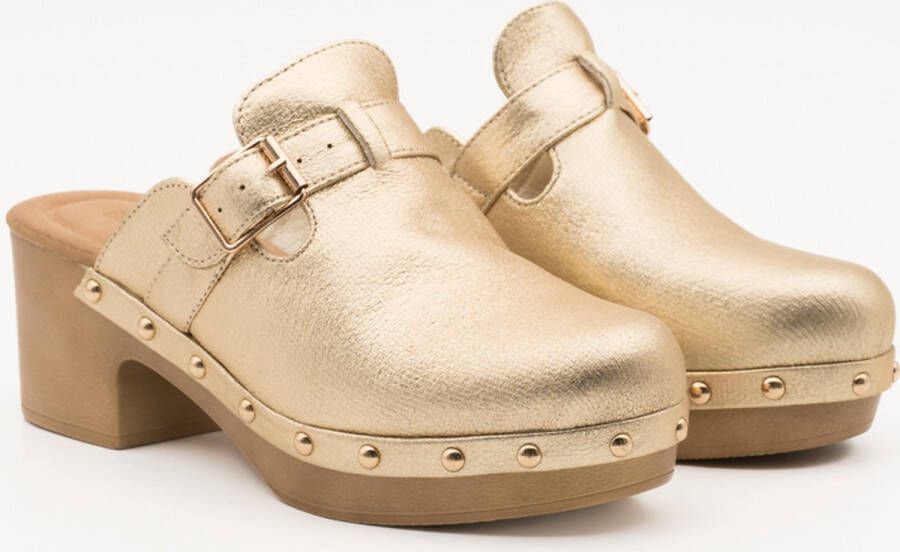 Weloveshoes SmileFavorites Instappers Goud Imitatieleer Klompen Dames Trendy