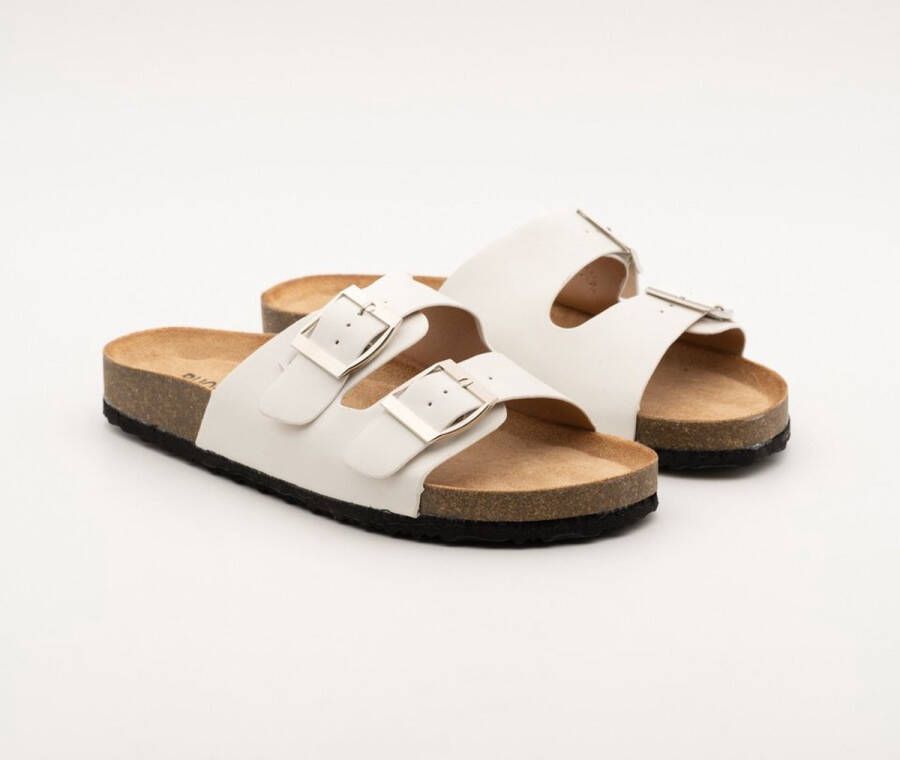 Weloveshoes SmileFavorites Sandalen Instappers Slippers Wit Imitatieleer