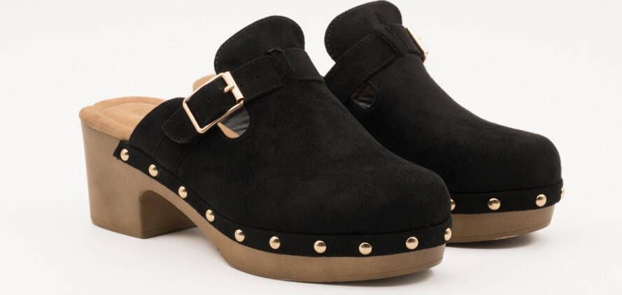 Weloveshoes SmileFavorites Instappers Zwart Imitatieleer Klompen Dames Trendy